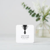 Moderne Minimal Foto Notary Public Quill Feather Quadratische Visitenkarte (Stehend Vorderseite)