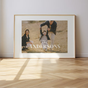 Moderne Minimal-Foto-Personalisierte Familienname Poster