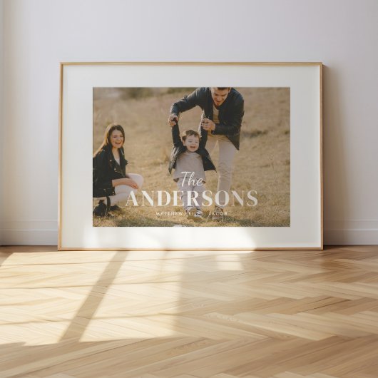 Moderne Minimal-Foto-Personalisierte Familienname Poster