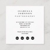 Moderne Minimal Foto QR Code Social Media Icons Quadratische Visitenkarte (Rückseite)