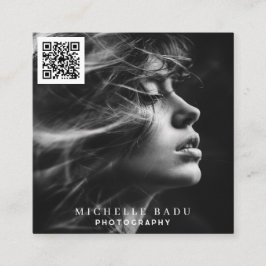 Moderne Minimal Foto QR Code Social Media Quadratische Visitenkarte