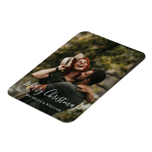 Moderne Minimal Foto Weihnachtsschrift Magnet (Linke Seite)