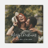 Moderne Minimal Foto Weihnachtsschrift Magnet (Vorne)