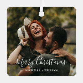 Moderne Minimal Foto Weihnachtsschrift Ornament Aus Metall