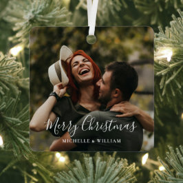 Moderne Minimal Foto Weihnachtsschrift Ornament Aus Metall