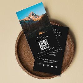 Moderne Minimal Fotograf QR Code Social Media Visitenkarte