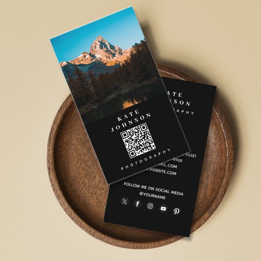 Moderne Minimal Fotograf QR Code Social Media Visitenkarte