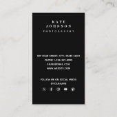 Moderne Minimal Fotograf QR Code Social Media Visitenkarte (Rückseite)