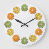 Moderne Minimal frische Crochet Citrus Scheiben Große Wanduhr (Vorderseite)