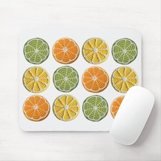 Moderne Minimal frische Crochet Citrus Scheiben Mousepad (Mit Mouse)