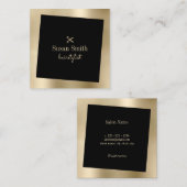 Moderne Minimal-Friseursalbe mit Gold- und Schwarz Quadratische Visitenkarte (Vorne/Hinten)