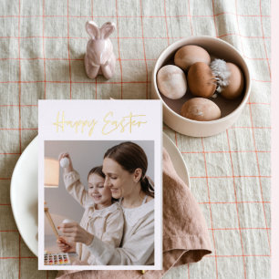 Moderne Minimal Frohe Ostern Familie   Echtes Foli Folien Feiertagskarte