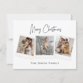 Moderne Minimal frohe Weihnachten Gingham Foto Car (Vorderseite)