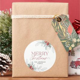 Moderne Minimal frohe Weihnachtsgrün Runder Aufkleber