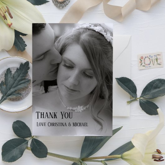 Moderne Minimal Full Bleed Foto Hochzeit Vielen Da Dankeskarte