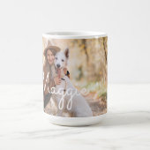 Moderne Minimal Full Foto Monogram Pet Print Kaffeetasse (Mittel)
