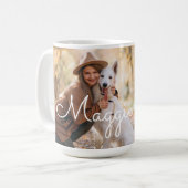 Moderne Minimal Full Foto Monogram Pet Print Kaffeetasse (Vorderseite Links)