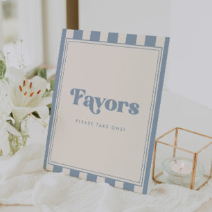 Moderne Minimal gestreifte blaue Babyparty-Geschen Sockelschild
