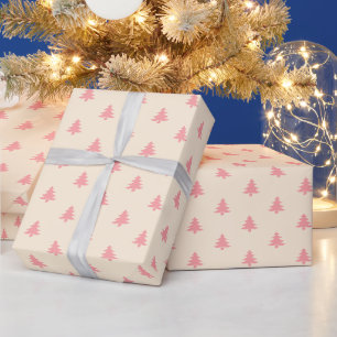 Moderne Minimal Girly Pink Weihnachtsbäume wrappe Geschenkpapier