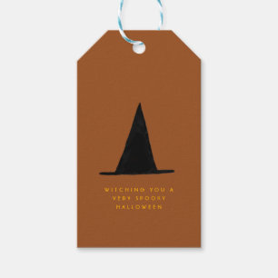 Moderne Minimal glücklich scharf Halloween Hexenhu Geschenkanhänger