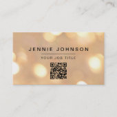 Moderne Minimal Gold Bokeh QR CODE Business Card Visitenkarte (Vorderseite)