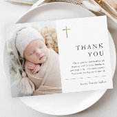 Moderne Minimal Gold Cross Foto Taufe Vielen Dank Postkarte