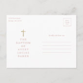 Moderne Minimal Gold Cross Foto Taufe Vielen Dank Postkarte (Rückseite)