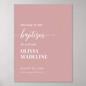 Moderne Minimal Gold Cross Taufe Begrüßungszeichen Foliendrucke (Vorderseite)