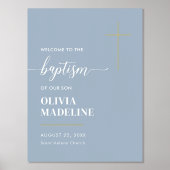 Moderne Minimal Gold Cross Taufe Begrüßungszeichen Foliendrucke (Vorderseite)