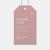 Moderne Minimal Gold Cross Taufe Geschenkanhänger (Vorderseite)