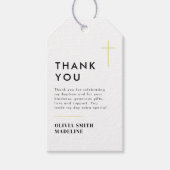 Moderne Minimal Gold Cross Taufe Geschenkanhänger (Vorderseite)