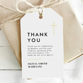 Moderne Minimal Gold Cross Taufe Geschenkanhänger