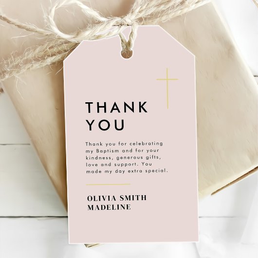 Moderne Minimal Gold Cross Taufe Geschenkanhänger