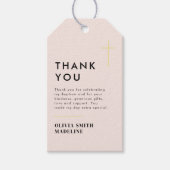 Moderne Minimal Gold Cross Taufe Geschenkanhänger (Vorderseite)