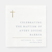 Moderne Minimal Gold Cross Taufe Serviette (Vorderseite)