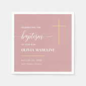 Moderne Minimal Gold Cross Taufe Serviette (Vorderseite)