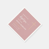 Moderne Minimal Gold Cross Taufe Serviette (Ecke)