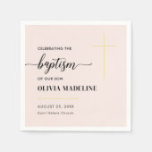 Moderne Minimal Gold Cross Taufe Serviette (Vorderseite)