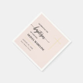 Moderne Minimal Gold Cross Taufe Serviette (Ecke)