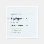 Moderne Minimal Gold Cross Taufe Serviette (Vorderseite)