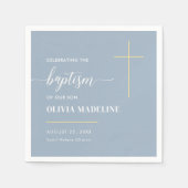 Moderne Minimal Gold Cross Taufe Serviette (Vorderseite)