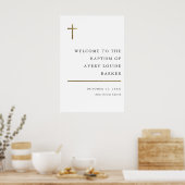 Moderne Minimal Gold Cross Taufe Willkommen Poster (Küche)