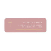 Moderne Minimal-Gold-Cross-Taufen-Rücksendeadresse (Vorne)