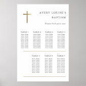 Moderne Minimal Gold Cross Taufen Seating Chart Poster (Vorne)