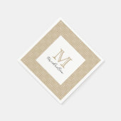 Moderne Minimal Gold Elegante Monogramm Serviette (Ecke)