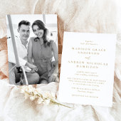 Moderne Minimal Gold Foto Hochzeit Einladung