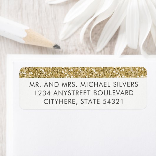 Moderne Minimal Gold Glitzer Rücksendeadressen-Auf (Insitu)