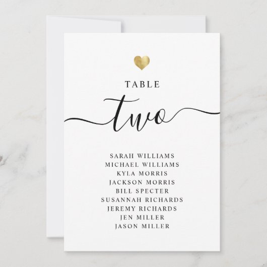 Moderne Minimal Gold Hochzeitstisch-Sitzkarten Einladung (Vorderseite)