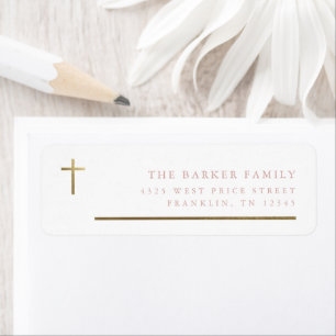 Moderne Minimal Gold Kreuz Taufe Rücksendeadresse