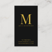 Moderne Minimal Gold Monogramm Schwarz Vertikal Visitenkarte (Vorderseite)